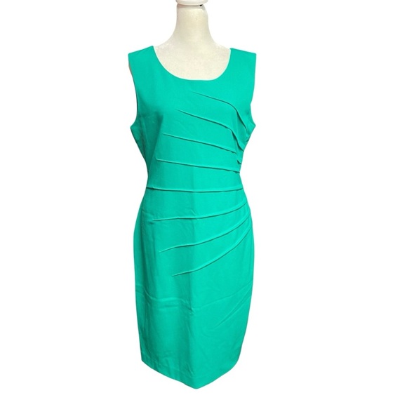 Calvin Klein Women's Sleeveless Sheath Dress Size 10 Kelly Green Starburst Side - Picture 7 of 14